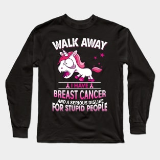 funny breast cancer grumpy unicorn warrior Long Sleeve T-Shirt